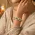 Ruby Kundan Pearl Bracelet, Traditional Indian Bridal Gold Tone Kada