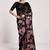 georgette black designer thread sequance embroidery work saree