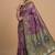 Purple and green cotton silk saree