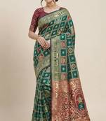 Green cotton silk saree