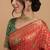 Red and green cotton silk saree