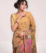 georgette chiku designer thread sequance embroidery work saree