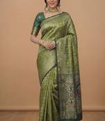 Pistachio green cotton silk saree
