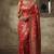 Red banarasi silk blend saree with zari motifs