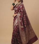 Regal maroon heritage banarasi silk blend saree