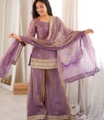  Embroidery Work Frendy Silk Fabric Straight Kurta Palazzo and Dupatta Set