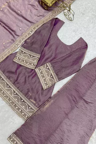  Embroidery Work Frendy Silk Fabric Straight Kurta Palazzo and Dupatta Set