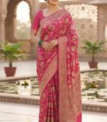 Royal magenta banarasi silk blend saree