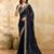 Black satin embroidery sequence work saree with unstitch blouse piece for women