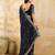 Black satin embroidery sequence work saree with unstitch blouse piece for women