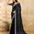 Black satin embroidery sequence work saree with unstitch blouse piece for women
