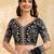 Black satin embroidery sequence work saree with unstitch blouse piece for women