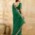 Darkgreen satin embroidery sequence work saree with unstitch blouse piece for women