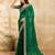 Darkgreen satin embroidery sequence work saree with unstitch blouse piece for women