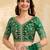 Darkgreen satin embroidery sequence work saree with unstitch blouse piece for women