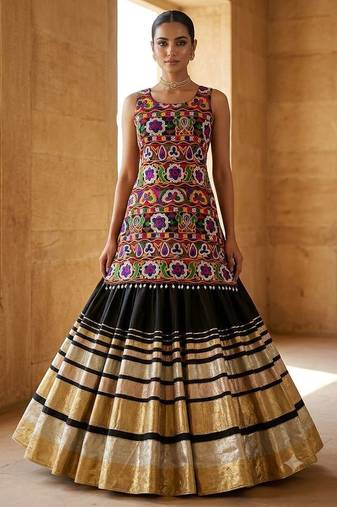 Black Thread Navratri Lehenga Choli