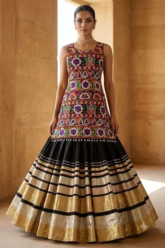 Black Thread Navratri Lehenga Choli