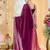 Purple satin siroski work saree with unstitch blouse piece for women