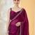 Purple satin siroski work saree with unstitch blouse piece for women