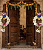 handmade lord krishna pearl shubh labh decorative hangingtraditional hanging for home decoration (pack of 2)