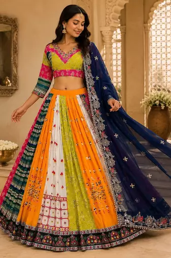 Multicolour Printed Navratri Lehenga Choli