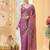 Purple satin siroski work saree with unstitch blouse piece for women