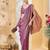 Purple satin siroski work saree with unstitch blouse piece for women