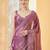 Purple satin siroski work saree with unstitch blouse piece for women