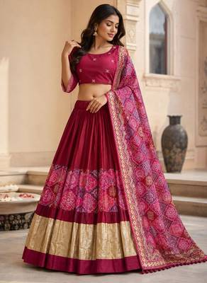 Dark Pink Navratri Lehenga Choli With Dupatta 1