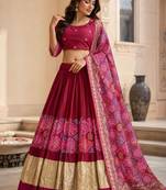 Dark Pink Navratri Lehenga Choli With Dupatta