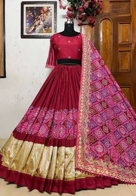 Dark Pink Navratri Lehenga Choli With Dupatta 2