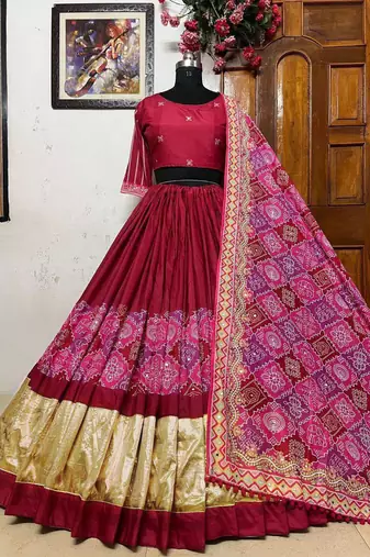 Dark Pink Navratri Lehenga Choli With Dupatta