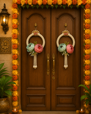 handmade moti chudi peony latkan hangingshubh-labh hanging for home decoration (pack of 2) 1