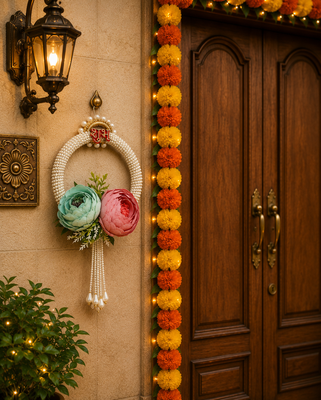 handmade moti chudi peony latkan hangingshubh-labh hanging for home decoration (pack of 2) 2
