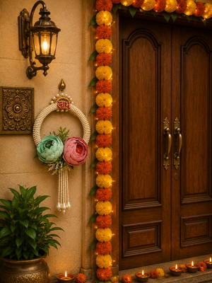 handmade moti chudi peony latkan hangingshubh-labh hanging for home decoration (pack of 2) 3