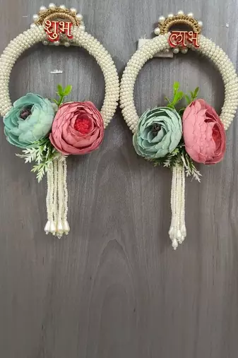 handmade moti chudi peony latkan hangingshubh-labh hanging for home decoration (pack of 2)