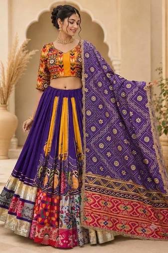 Multicolor Navratri Lehenga Choli With Dupatta