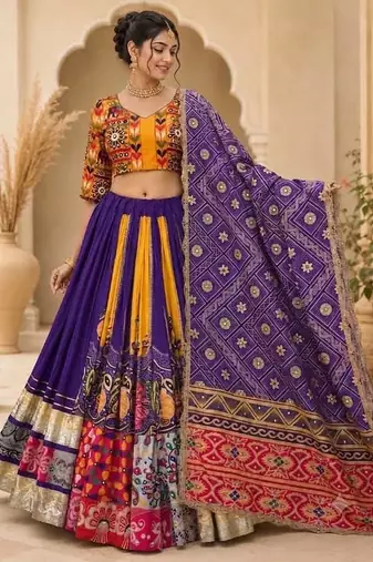 Multicolor Navratri Lehenga Choli With Dupatta