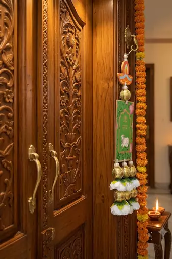 handmade yellow genda door hangingparrot hanging for home decoration (pack of 2)