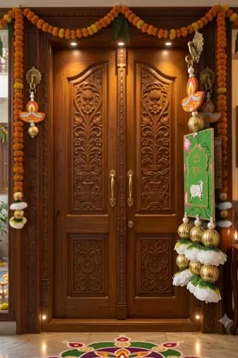 handmade yellow genda door hangingparrot hanging for home decoration (pack of 2)