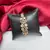 Gold Tone Crystal Bracelet, Art Deco Geometric CZ Statement Bangle