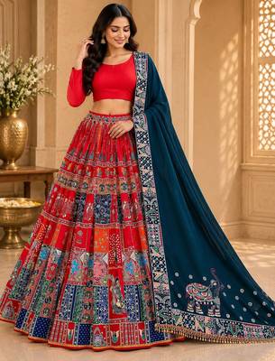 Red Navratri Lehenga Choli With Dupatta 1