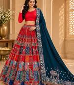 Red Navratri Lehenga Choli With Dupatta