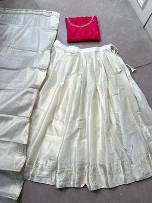 Women's Poly Kanjivaram Zari Weaving Half Saree Lehenga Set 5
