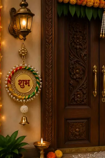 handmade multicolour moti chudi jali plate decorationjali plate hanging for diwali decoration (pack of 2)
