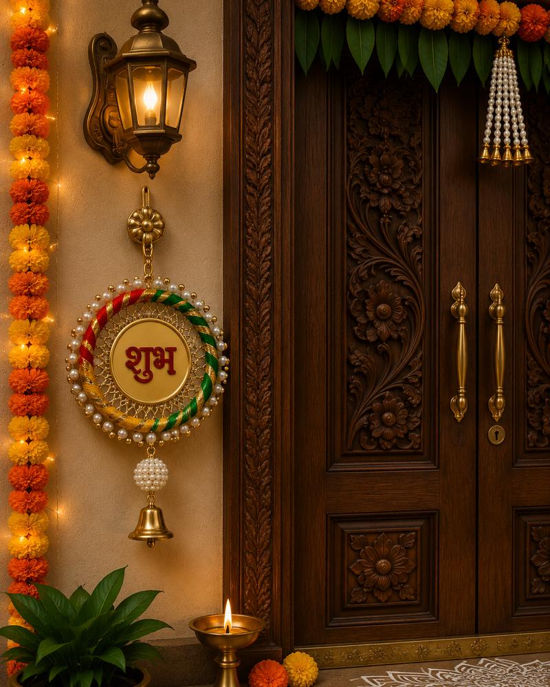 handmade multicolour moti chudi jali plate decorationjali plate hanging for diwali decoration (pack of 2)