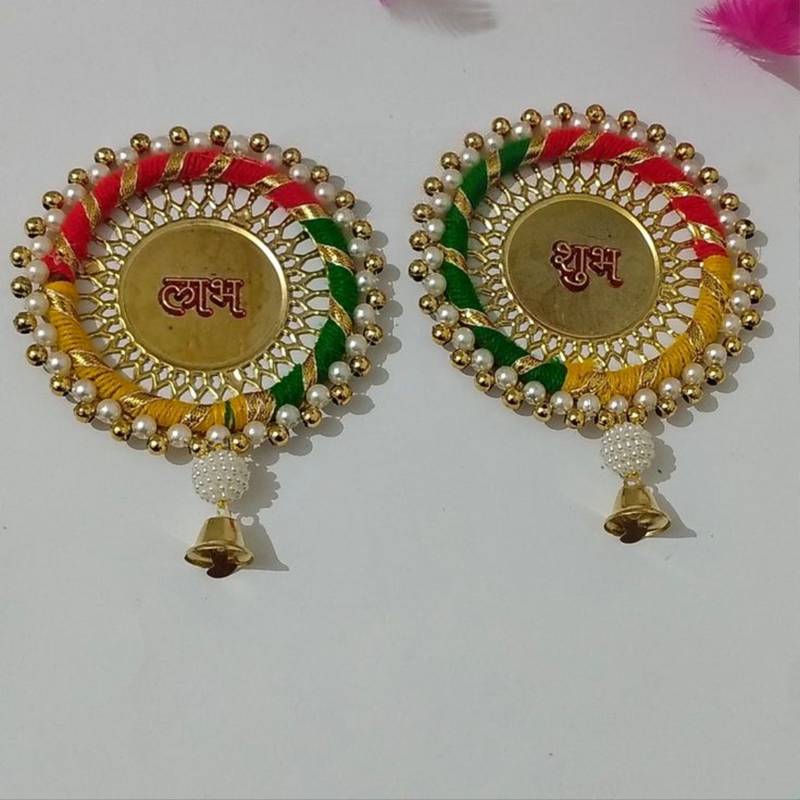 handmade multicolour moti chudi jali plate decorationjali plate hanging for diwali decoration (pack of 2)