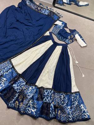 women's pure rayon printed  lehenga choli set with mirror & gotta patti work - free size 6