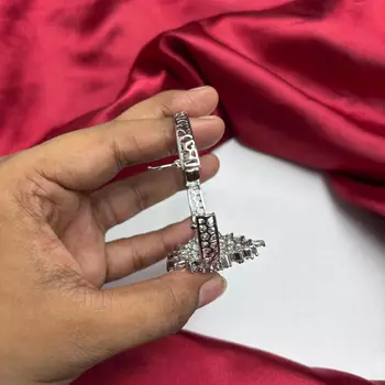 Silver Sunburst CZ Bracelet, Adjustable Statement Bridal Cuff, Cubic Zirconia Wedding Jewelry 4