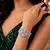 Pink Cubic Zirconia Wide Cuff Bracelet, Art Deco Floral Statement Jewelry